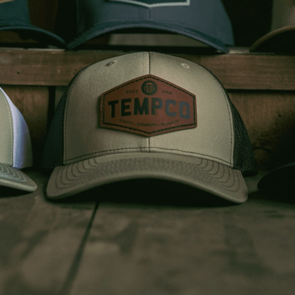 Tempco Mens Leather Badge Cap Brown/Khaki - TC0002-BRN/KHA