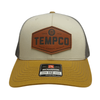 Tempco Mens Leather Badge Cap Charcoal/Gold