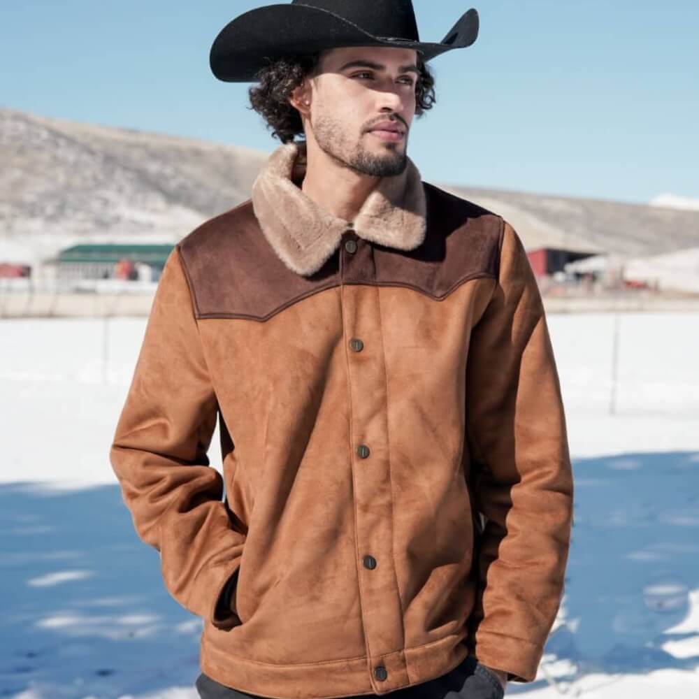 Tempco Mens Marlboro Shearling Suede Trucker Jacket - TM6002