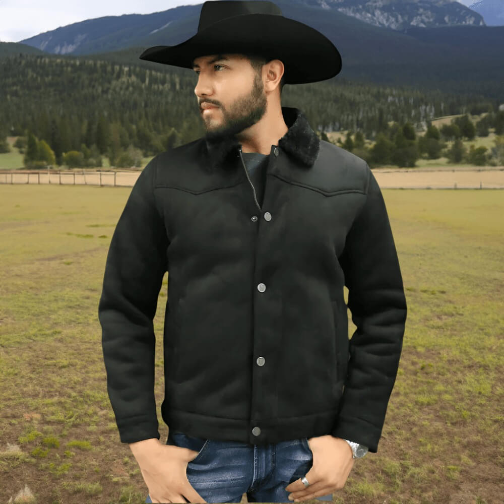 Tempco Mens Marlboro Shearling Suede Trucker Jacket