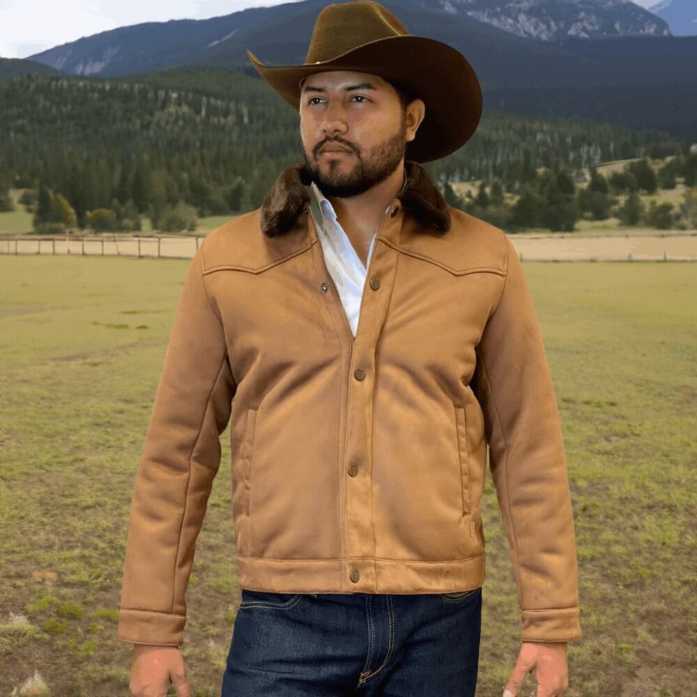 Tempco Mens Marlboro Shearling Suede Trucker Jacket