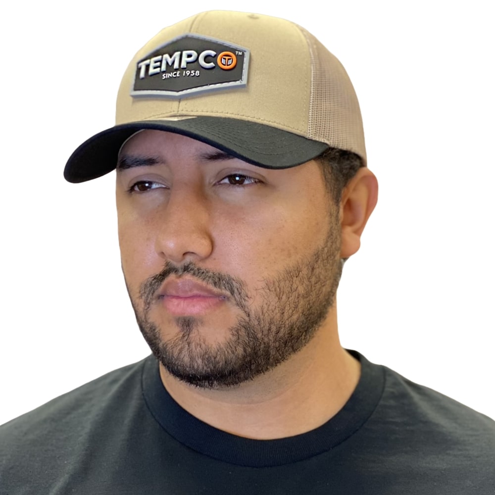 Tempco Mens Mesh Patch Cap Khaki/Black - TC0003-KHA/BLK