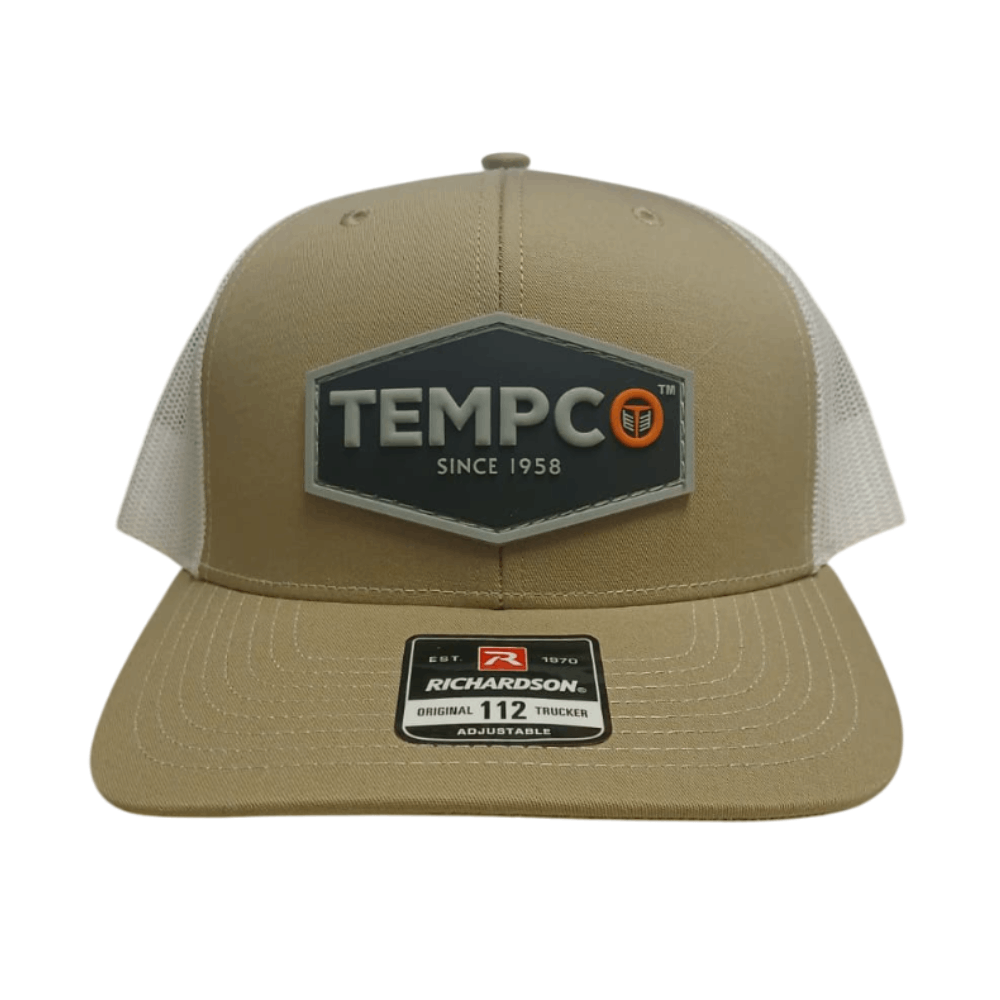 Tempco Mens Mesh Patch Cap Khaki/White