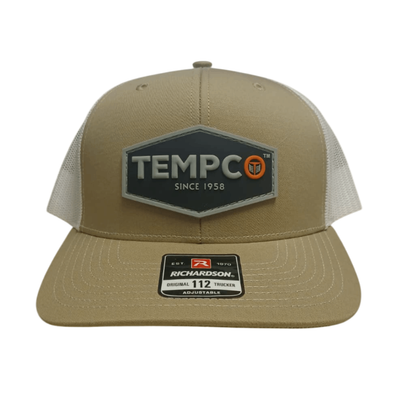 Tempco Mens Mesh Patch Cap Khaki/White