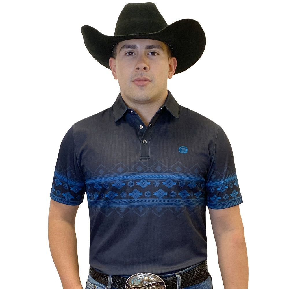 Tempco Mens Printed Short Sleeve Polo Navy Aztec - TMPRTPSS1589