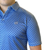 Tempco Mens Printed Short Sleeve Polo Shirt Bright Blue Geo - TMPRTPSS2339