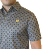 Tempco Mens Printed Short Sleeve Polo Shirt Grey & Gold - TMPRTPSS2190