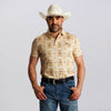 Tempco Mens Printed Short Sleeve Snap Polo Shirt Beige - TMPRTPSS2390
