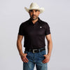 Tempco Mens Printed Short Sleeve Snap Polo Shirt Black/Burgundy - TMPRTPSS3467