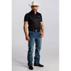 Tempco Mens Printed Short Sleeve Snap Polo Shirt Black/Geo - TMPRTPSS3207