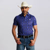 Tempco Mens Printed Short Sleeve Snap Polo Shirt Blue - TMPRTPSS3202