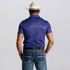 Tempco Mens Printed Short Sleeve Snap Polo Shirt Blue - TMPRTPSS3202