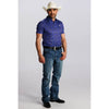 Tempco Mens Printed Short Sleeve Snap Polo Shirt Blue - TMPRTPSS3202