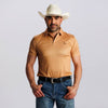 Tempco Mens Printed Short Sleeve Snap Polo Shirt Caramel - TMPRTPSS2559