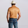 Tempco Mens Printed Short Sleeve Snap Polo Shirt Caramel - TMPRTPSS2559