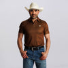 Tempco Mens Printed Short Sleeve Snap Polo Shirt Chocolate - TMPRTPSS2615