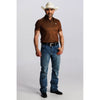 Tempco Mens Printed Short Sleeve Snap Polo Shirt Chocolate - TMPRTPSS2615
