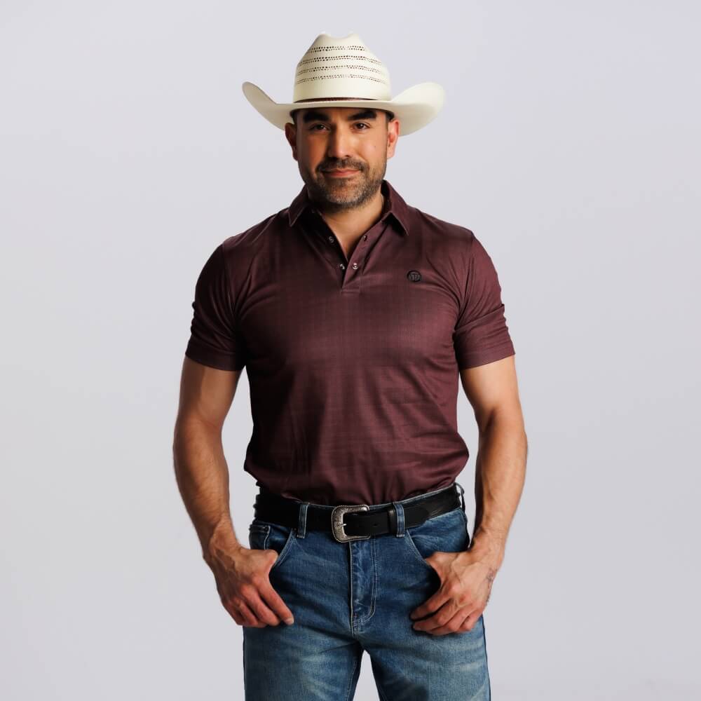 Tempco Mens Printed Short Sleeve Snap Polo Shirt Dark/Brown - TMPRTPSS2270