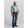 Tempco Mens Printed Short Sleeve Snap Polo Shirt Mint - TMPRTPSS1402