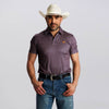 Tempco Mens Printed Short Sleeve Snap Polo Shirt Navy/Brown - TMPRTPSS3206