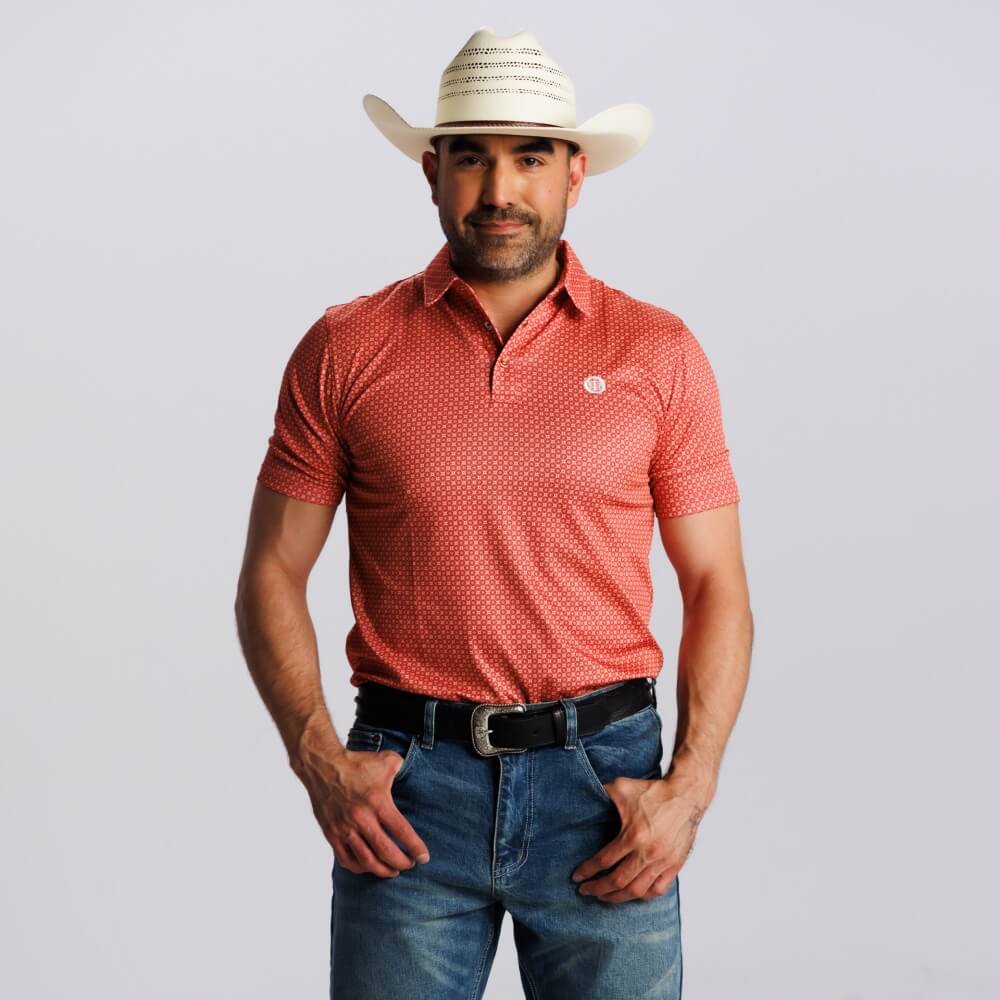 Tempco Mens Printed Short Sleeve Snap Polo Shirt Pink - TMPRTPSS2399