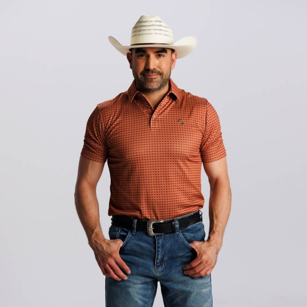 Tempco Mens Printed Short Sleeve Snap Polo Shirt Red - TMPRTPSS1468