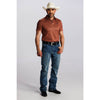 Tempco Mens Printed Short Sleeve Snap Polo Shirt Rust - TMPRTPSS2346