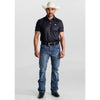 Tempco Mens Printed Western Short Sleeve Snap Polo Shirt Black/Blue - TMPRTPSS3576