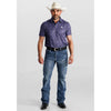 Tempco Mens Printed Western Short Sleeve Snap Polo Shirt Blue - TMPRTPSS3202-1