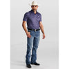 Tempco Mens Printed Western Short Sleeve Snap Polo Shirt Blue - TMPRTPSS3202-1