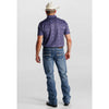 Tempco Mens Printed Western Short Sleeve Snap Polo Shirt Blue - TMPRTPSS3202-1