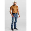 Tempco Mens Printed Western Short Sleeve Snap Polo Shirt Caramel - TMPRTPSS3588