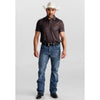 Tempco Mens Printed Western Short Sleeve Snap Polo Shirt Dark Brown - TMPRTPSS3500