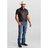 Tempco Mens Printed Western Short Sleeve Snap Polo Shirt Dark Brown - TMPRTPSS3500