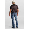 Tempco Mens Printed Western Short Sleeve Snap Polo Shirt Dark Brown - TMPRTPSS3500
