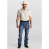 Tempco Mens Printed Western Short Sleeve Snap Polo Shirt Ivory - TMPRTPSS3502