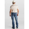 Tempco Mens Printed Western Short Sleeve Snap Polo Shirt Ivory - TMPRTPSS3502