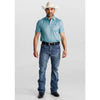 Tempco Mens Printed Western Short Sleeve Snap Polo Shirt Mint/Blue - TMPRTPSS3890