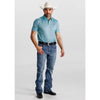 Tempco Mens Printed Western Short Sleeve Snap Polo Shirt Mint/Blue - TMPRTPSS3890
