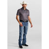 Tempco Mens Printed Western Short Sleeve Snap Polo Shirt Navy - TMPRTPSS3597