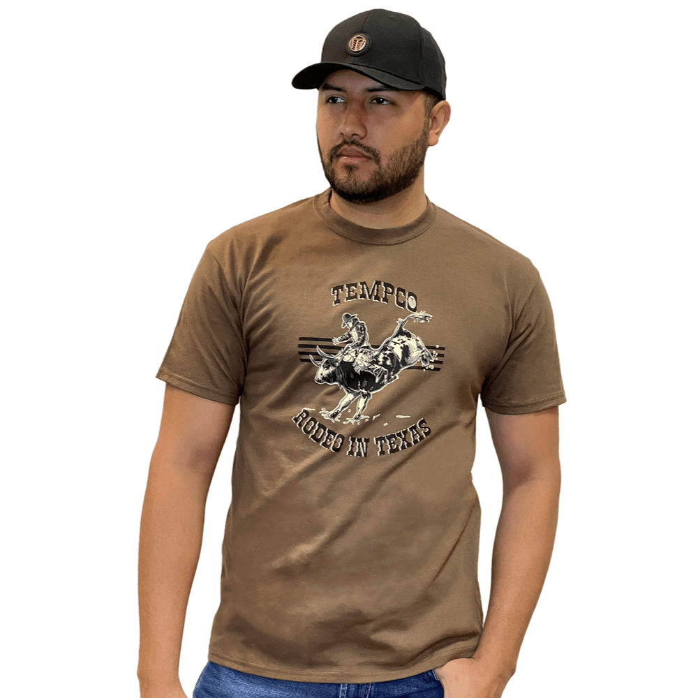 Tempco Mens Rodeo In Texas T-Shirt Brown