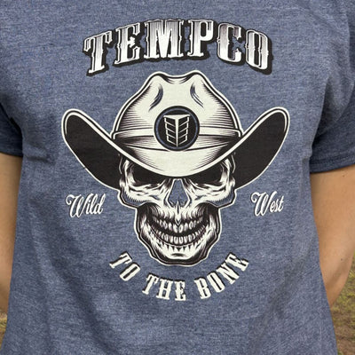 Tempco Mens Skull Cowboy Long Sleeve T-Shirt Navy