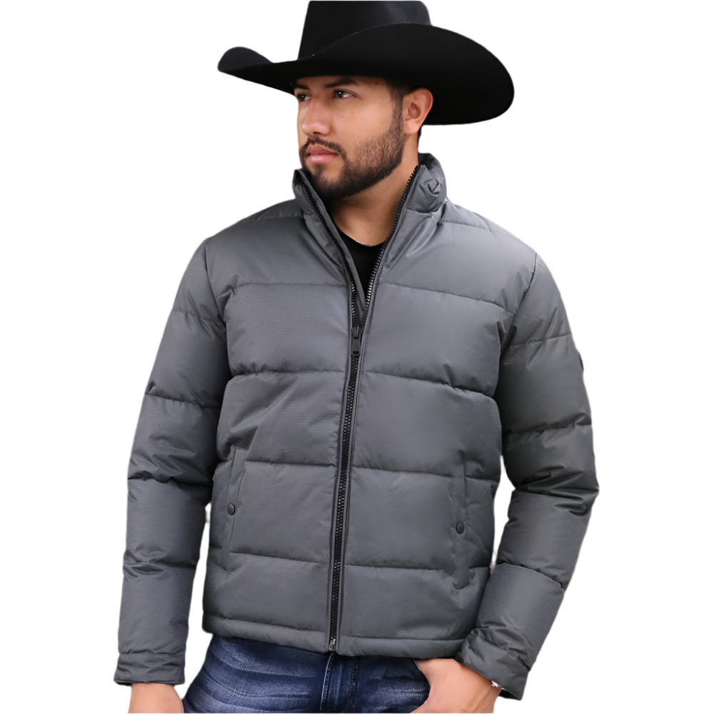 Charcoal puffer jacket sales