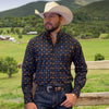 Tempco Mens Vikingo Button Down Long Sleeve Shirt Black Geo - TMVKBTLS-370