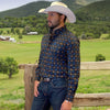 Tempco Mens Vikingo Button Down Long Sleeve Shirt Black Geo - TMVKBTLS-370