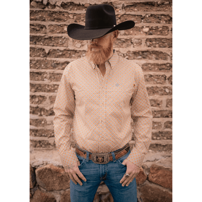 Tempco Mens Vikingo Button Down Long Sleeve Shirt Brown