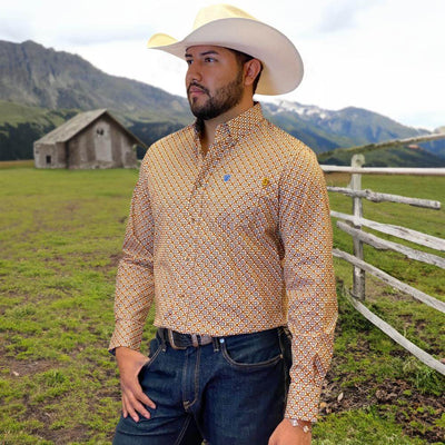 Tempco Mens Vikingo Button Down Long Sleeve Shirt Brown - TMVKBTLS-365