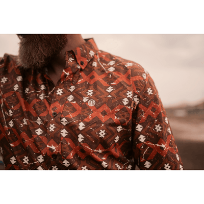 Tempco Mens Vikingo Button Down Long Sleeve Shirt Rust
