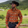 Tempco Mens Vikingo Snap Buttons Long Sleeve Shirt Rust - TMVKSNLS-367