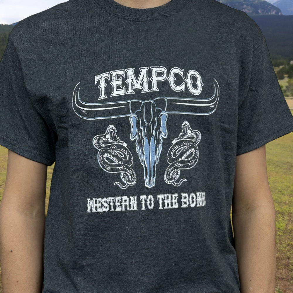 Tempco Mens Western Bones Short Sleeve T-Shirt Grey